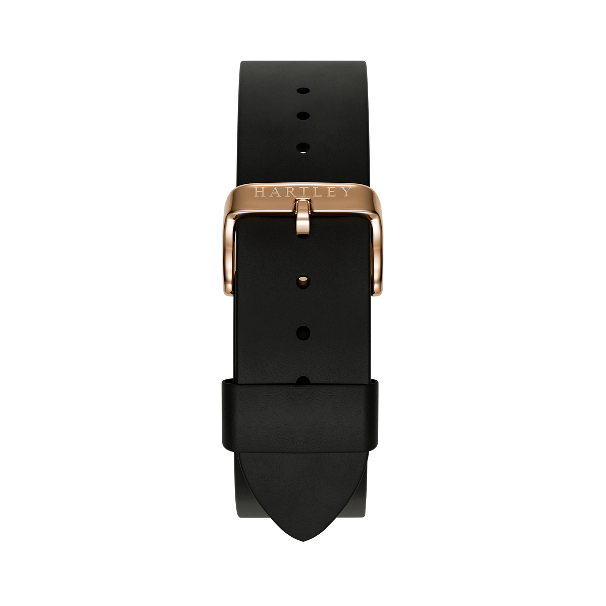 BLACK LEATHER STRAP WITH ROSE GOLD BUCKLE