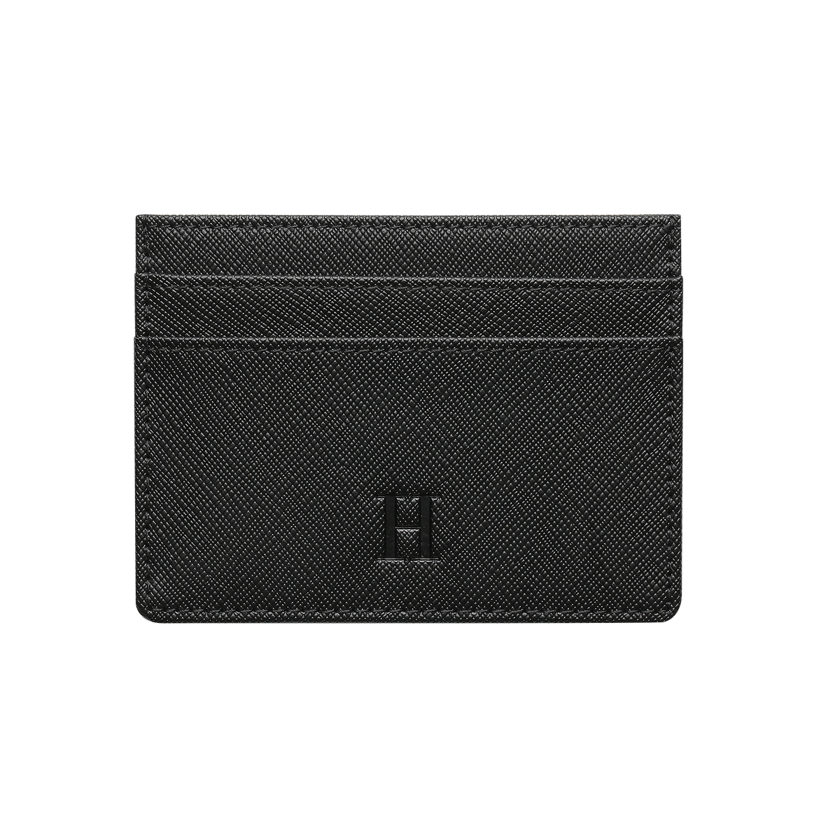 Hartley Black Saffiano Italian Wallet H LOGO SIDE