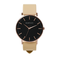 Heritage Rose Gold Black Dial with Beige Leather