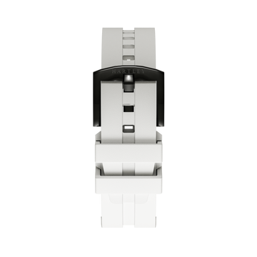 WHITE SILICONE STRAP WITH BLACK BUCKLE