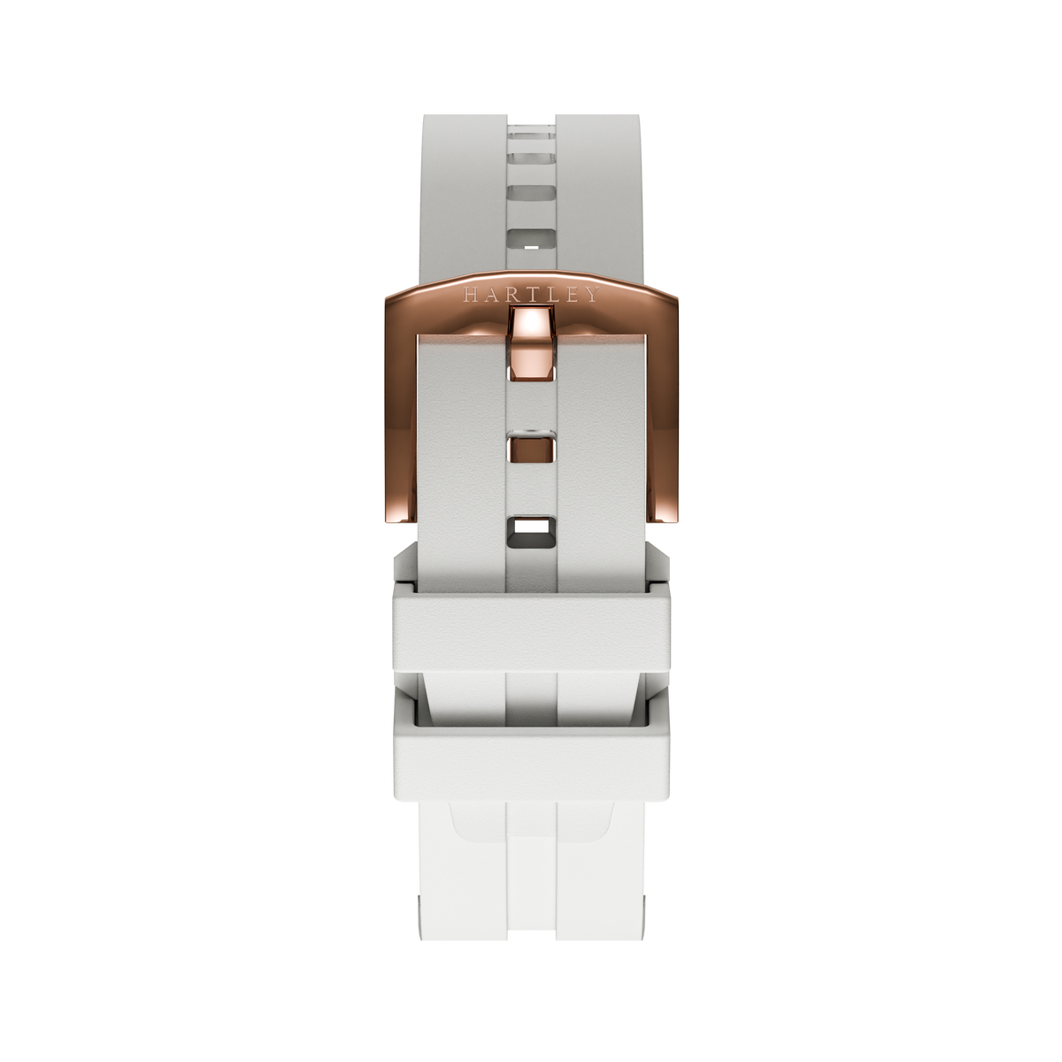 WHITE SILICONE STRAP WITH ROSE GOLD BUCKLE